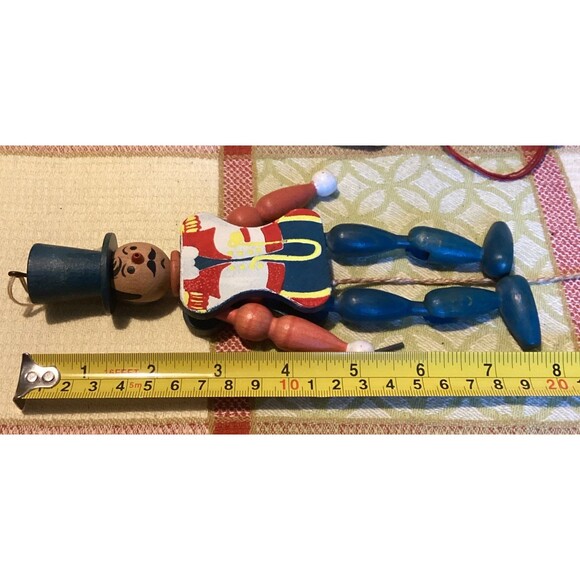Wooden Vintage Jumping Jack Puppets Pull String Toys Ring Master Austria Clown - Picture 9 of 15